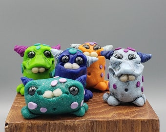 Goofball monster art cute polymer clay small sculpture funny gift art toy art doll collection