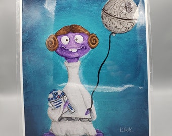 Your Highness giclée reproduction print art princess Leia space battle r2d2 death star fan art