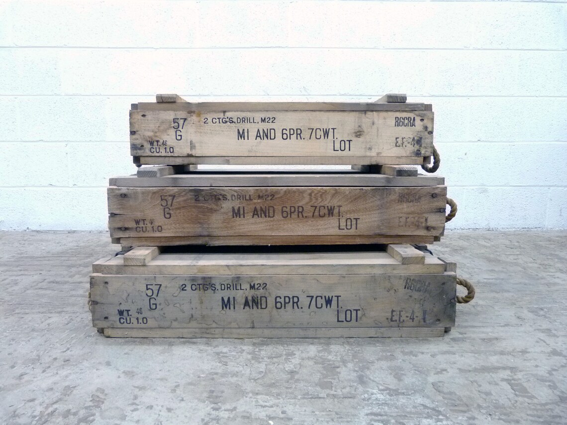 US Army WWII WOODEN 57mm Ammunition Crate Box Ammo cannon Etsy