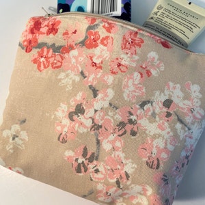 Cherry Blossom Brocade Cosmetic Bag, Jewelry Pouch, 3 in 1
