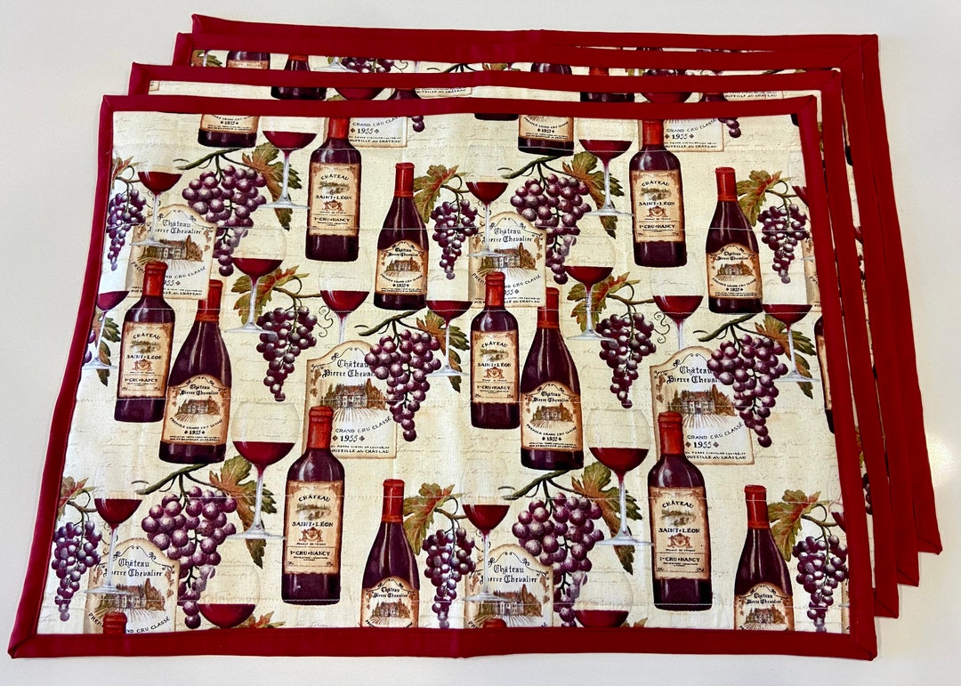 Wine Placemat Placemat Set of 4 Red Wine Bottle Table Décor Quilted
