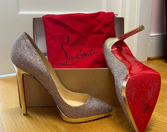 Christian Louboutin Pigalle Plato 140 Glitter Size 37 Brand New