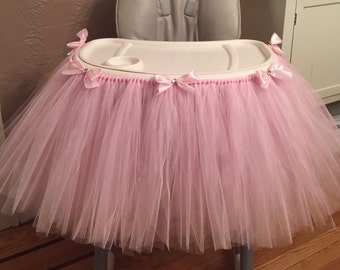 Pink Highchair Tutu, Pink High Chair Tutu, Light Pink Highchair Tutu, 1st Birthday Tutu, Baby Girl Birthday Tutu, High Chair Banner, Decor