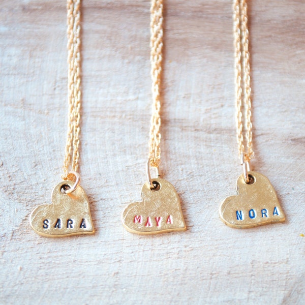 Collier de coeur avec des noms, collier de nom de coeur, collier avec des noms d’enfants, cadeau d’épouse, or de collier de nom, cadeau pour la maman, collier personnalisé