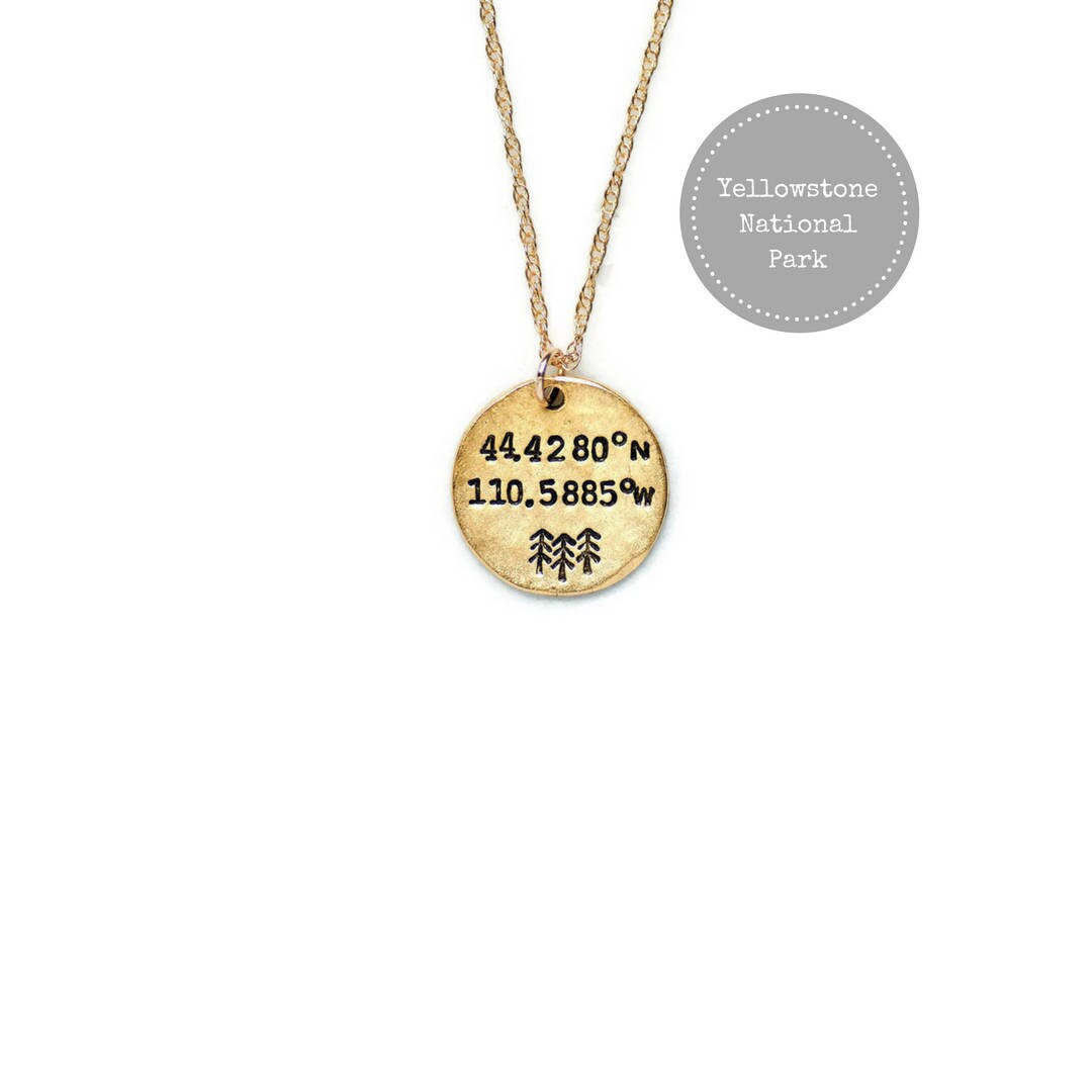 Latitude Longitude,Bridesmaid gift,Wanderlust,Gift for her,National Park,Travel National Park Coordinates Necklace Adventure await Zion