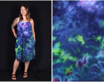 Extra Large Ice Dyed Cotton Dress with Pockets