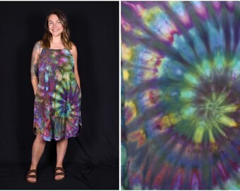 Extra Large Ice Dyed Cotton Dress with Pockets