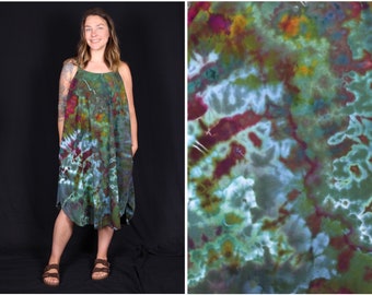 3XL Ice Dyed Cotton Dress with Pockets