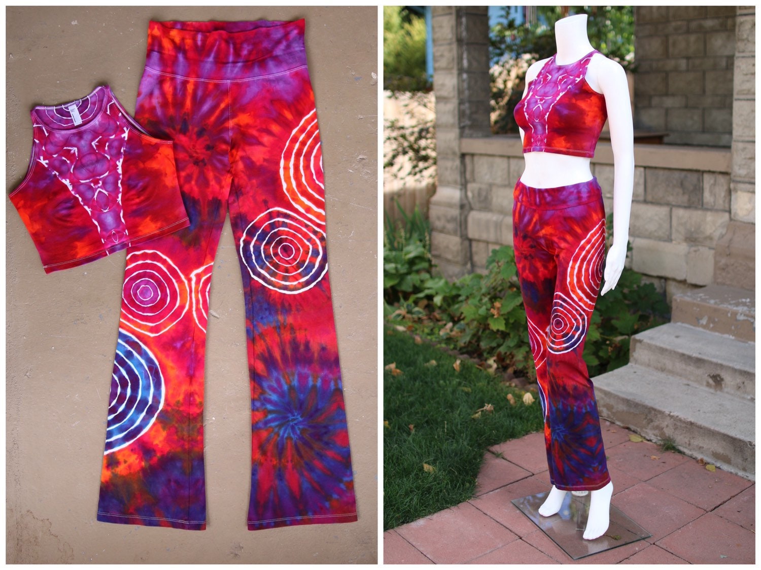Tie Dye Yoga Pants and Crop Top Medium Yoga Pants with Matching Crop
