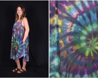 3XL Ice Dyed Cotton Dress with Pockets