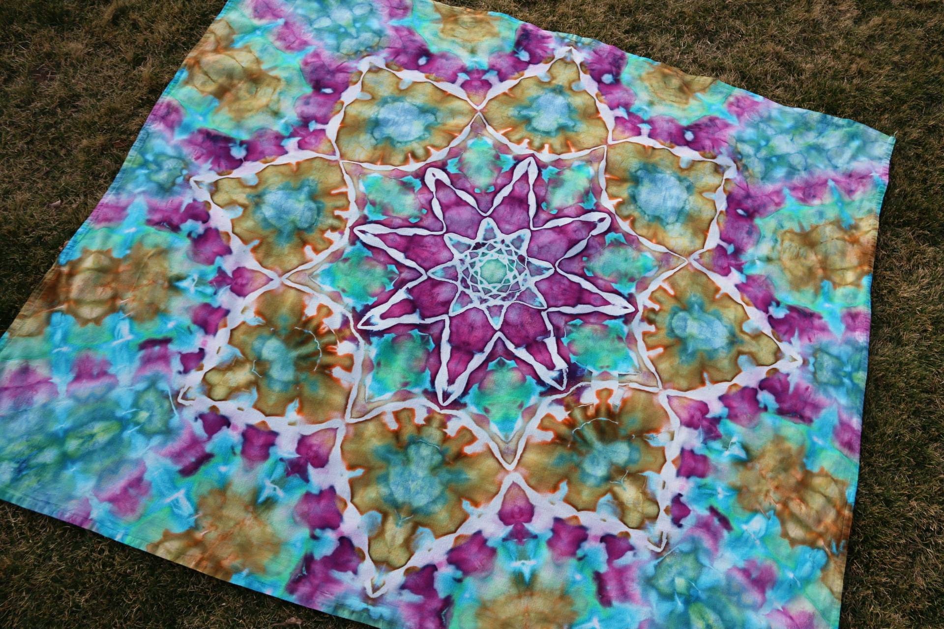 Beach Blanket Concert Blanket, mandala wall art, Tie Dye Blanket