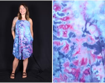 Large Ice Dyed Cotton Dress with Pockets