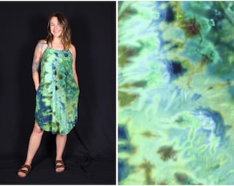 Large Ice Dyed Cotton Dress with Pockets