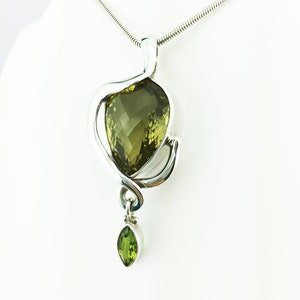 Lemon Quartz & Peridot Pendant 925 Sterling Silver Lemon and Lime Green 24.78 Grams