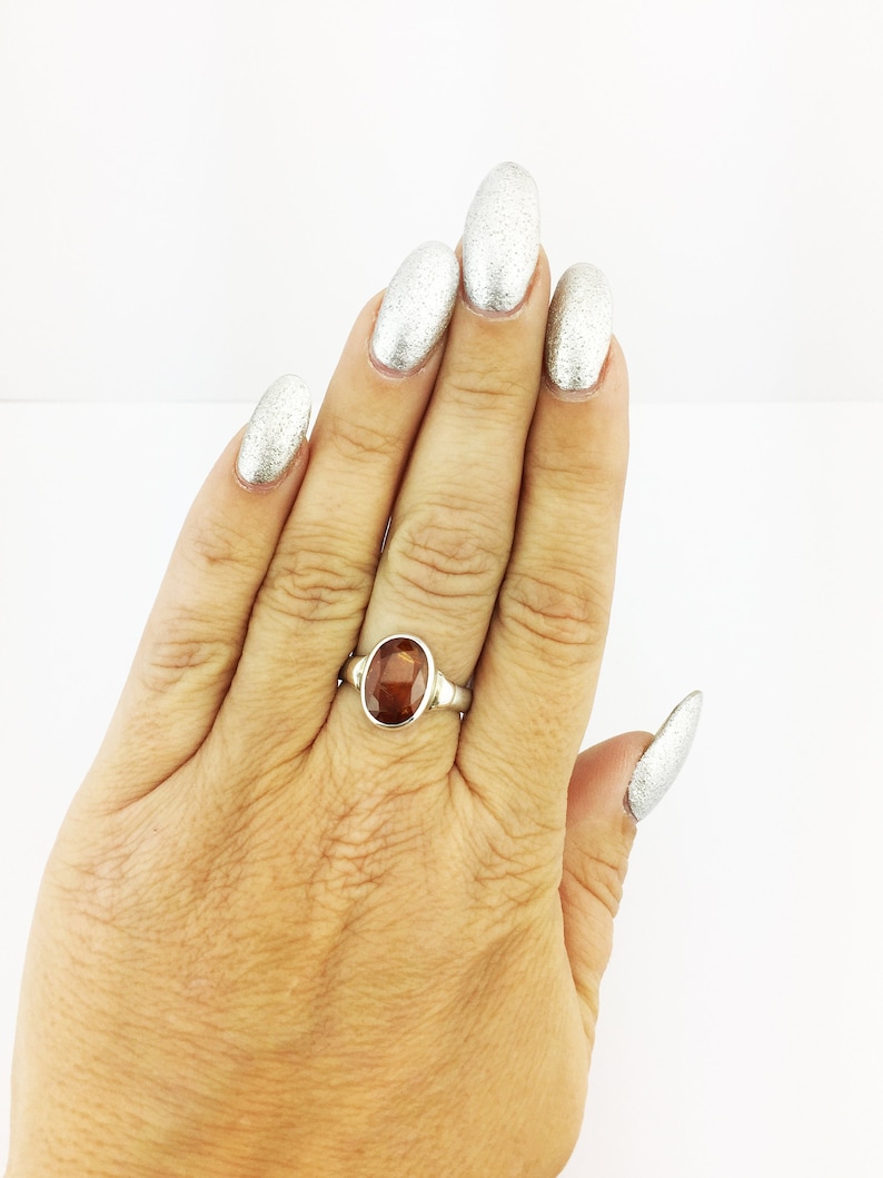 Orange Kyanite Ring 925 Sterling Silver Orange 6.00 Grams Size 7.5