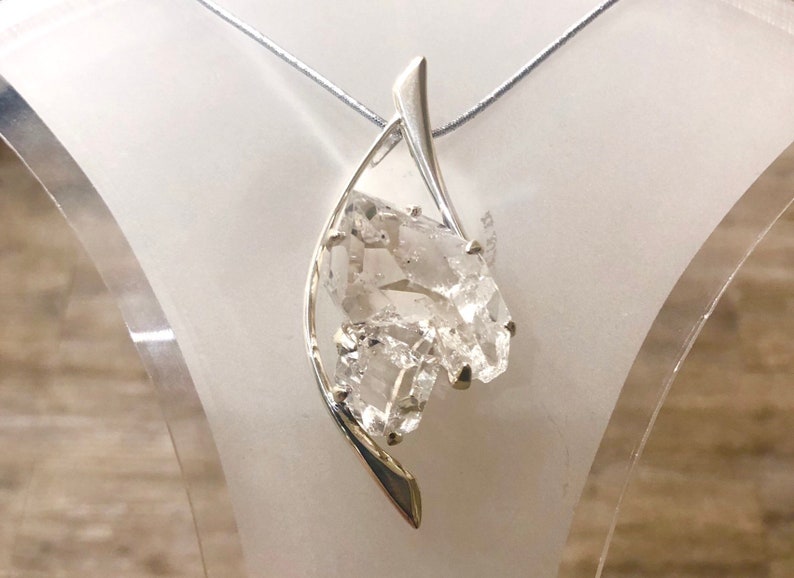 Very Rare Large Twin Herkimer Diamond Pendant 925 Sterling image 0