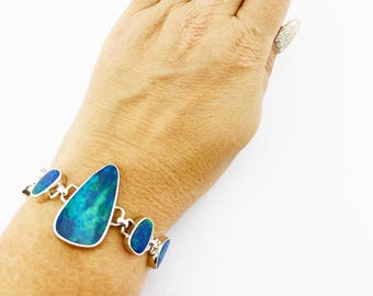 Very Rare Fire Opal Set Bracelet, Pendant & Ring Set in 925 Sterling Silver