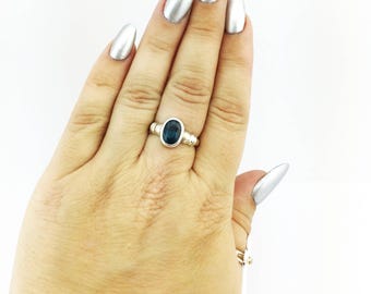 Very Rare Indigo Kyanite Oval Ring 925 Sterling Silver Blue/Green 5.25 Grams Size 7.5