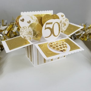 50th Anniversary Greeting Card-Handmade-Elegance-3D-Pop Up-Gift-With Envelope-Free Shipping