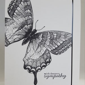 Handmade Sympathy Card: Swallowtail Butterfly, Black & White