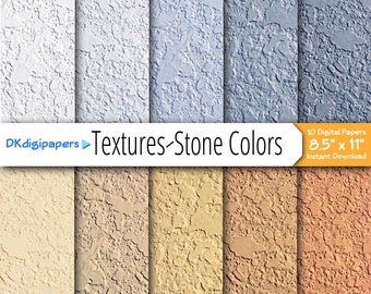 Stone Textures - Original Images for Crafts, Collage, and Close-Up Photography Backgrounds - Pack of Ten Digital Papers - 8.5" x 11"
