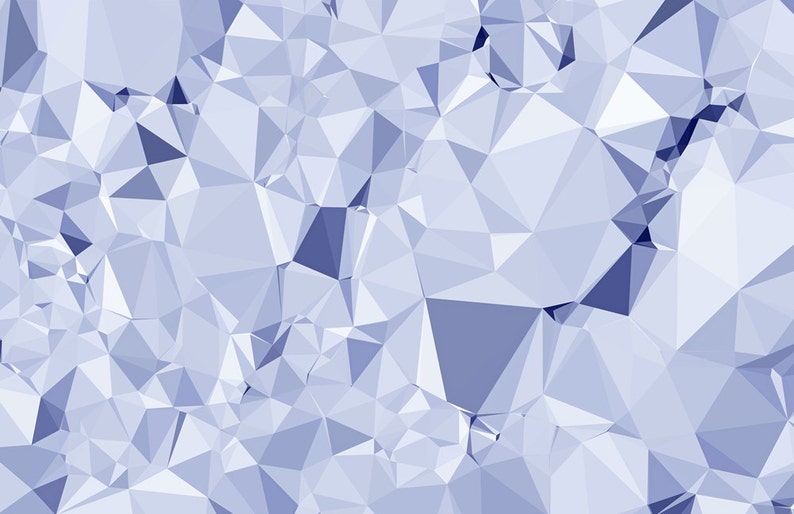 May include: Abstract geometric pattern in shades of blue. The image is composed of numerous interconnected triangular and polygonal shapes, creating a low-poly design. The color palette ranges from light to dark blue.