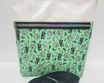 Green Purple Possum Opossum Adjustable Crossbody Bag Purse