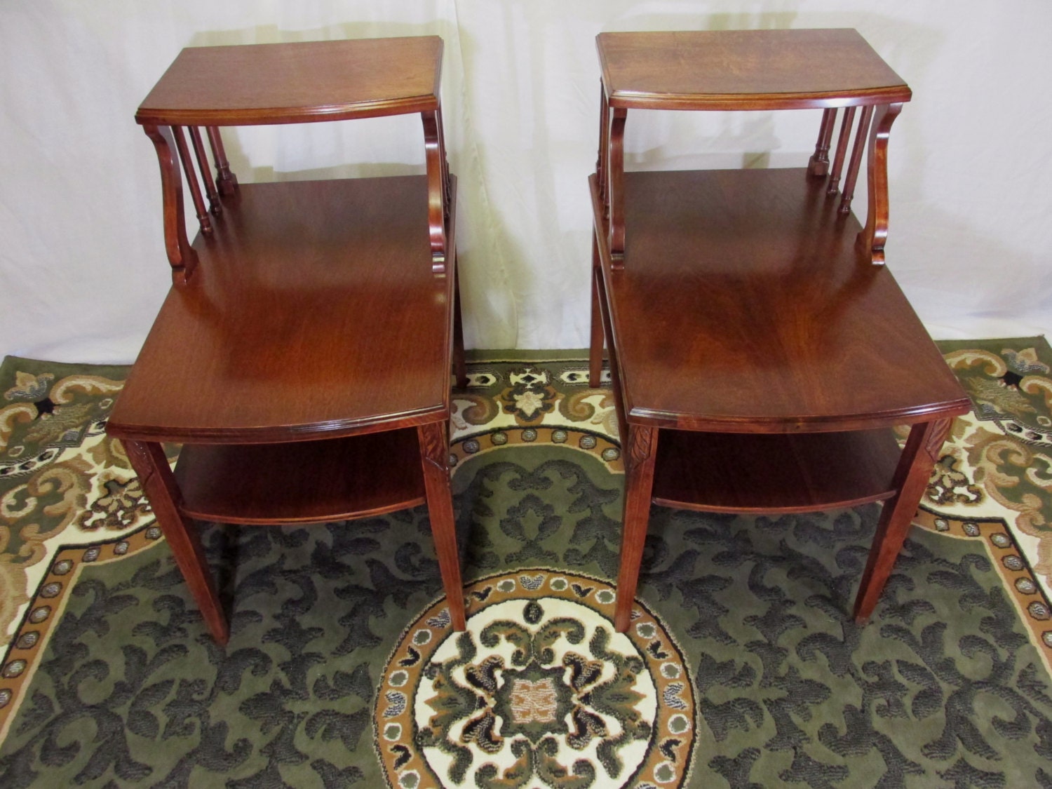 Restored 1950's Pair of Mersman Side Tables Model 7375 - 2 Tier or