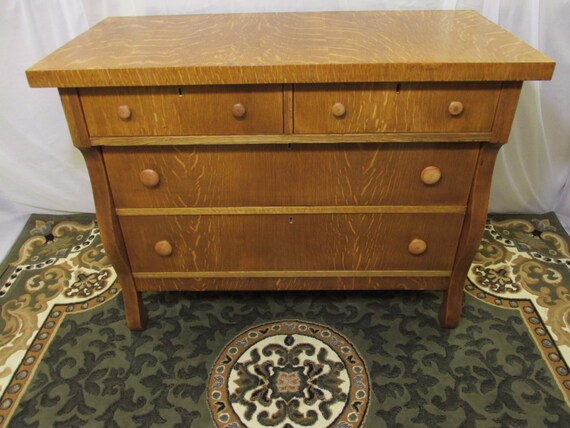 restored antique tiger oak dresser | etsy