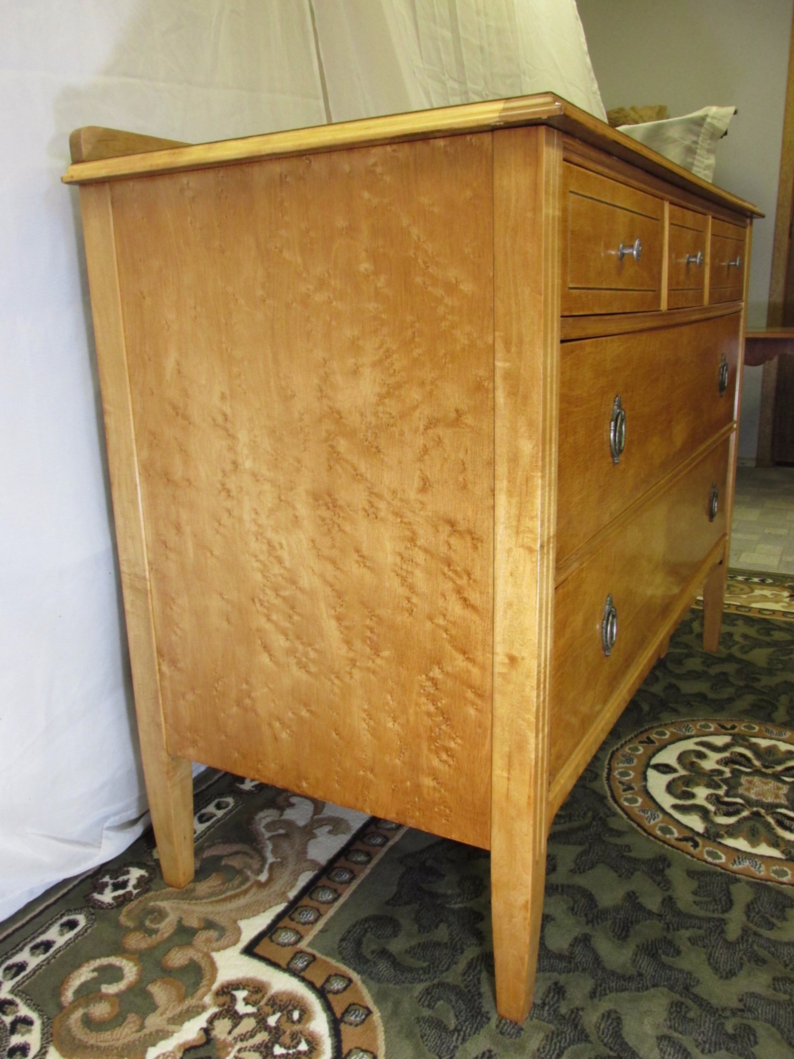 Restored Antique Birdseye Maple Dresser 5 Drawer Etsy