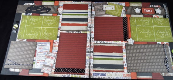 Sports/All Star/Football/Baseball/BasketballScrapbook Layout Kit - 12X12 Double Page(DIY, Semi-Finished or Premade) - Scrapbook Page