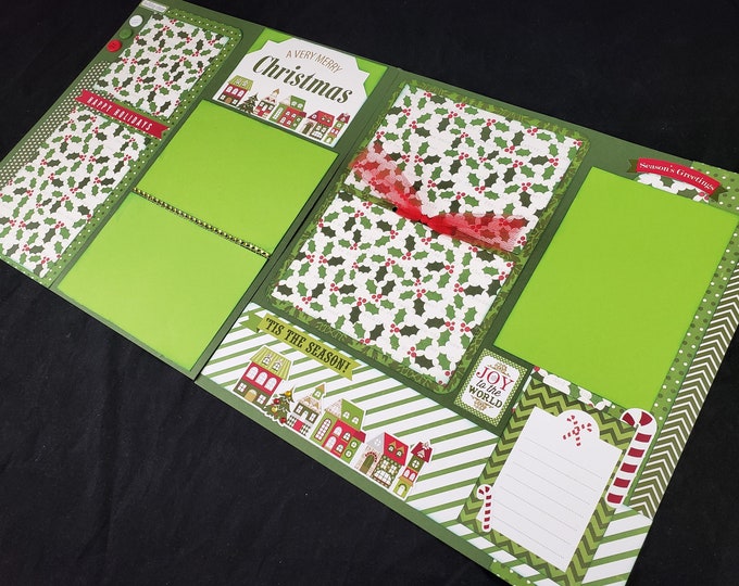 12X12 Christmas Scrapbook Kit, Premade Christmas Scrapbook, 12X12 Premade Scrapbook Page