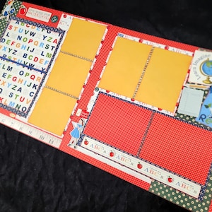 12 x 12 terug naar school pagina Kit, school premade plakboekpagina, school foto&#39;s plakboekpagina, 12 x 12 plakboek lay-out, plakboek premade pagina