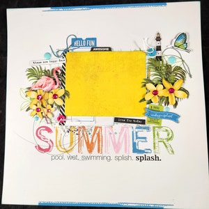 Página de álbum de recortes de verano de 30 x 30 cm, diseño prediseñado de verano, página de álbum de recortes de 30 x 30 cm, página prediseñada de álbum de recortes, diseño de álbum de recortes de 30 x 30 cm