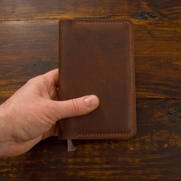 Dark Brown - Moleskine Classic Pocket Notebook Leather Cover - 3.5" x 5.5" Journal Cover - Oil Tanned - Kodiak Leather - Made in Texas