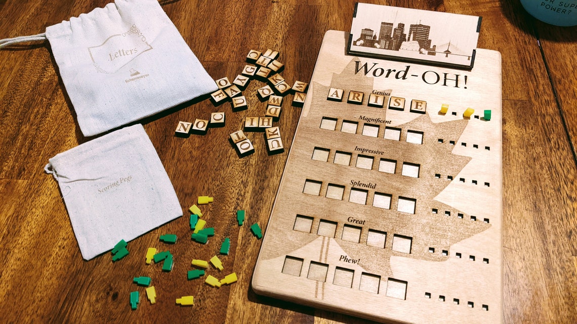Canadian Wordoh Wordle Wooden Board Game  Etsy Canada
