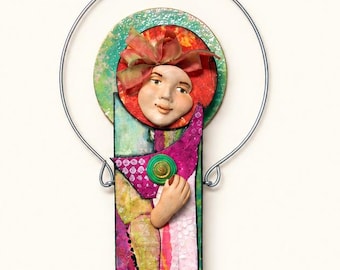 Mixed Media Art Doll Assemblage, Whimsical Wall Art – Faith