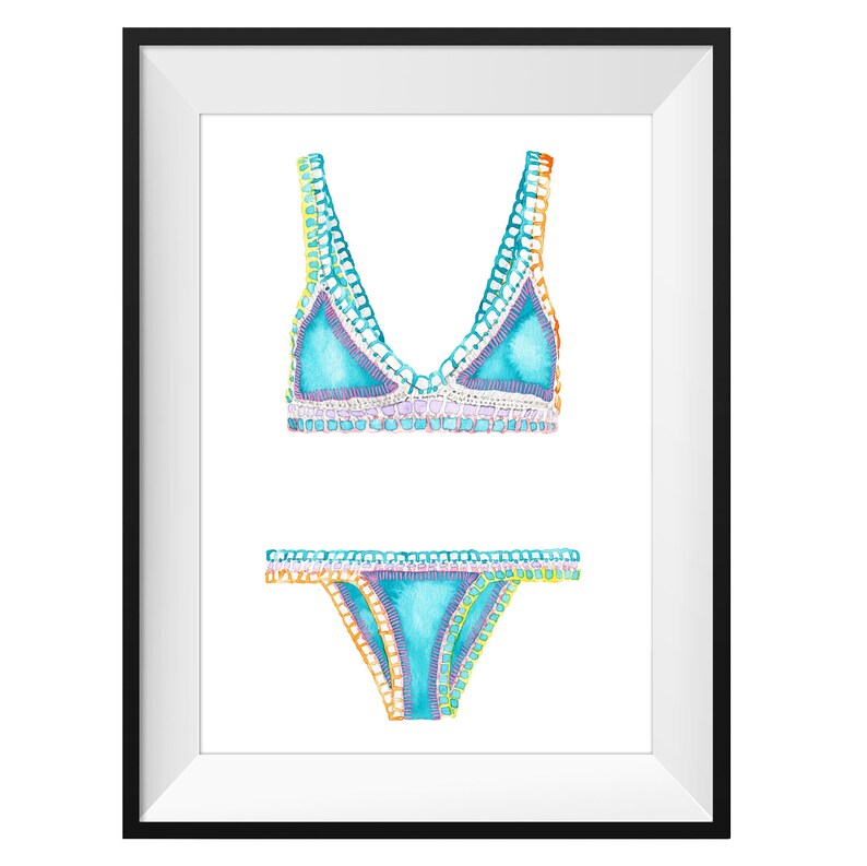 Beach Boho Bikini Watercolor Art Print