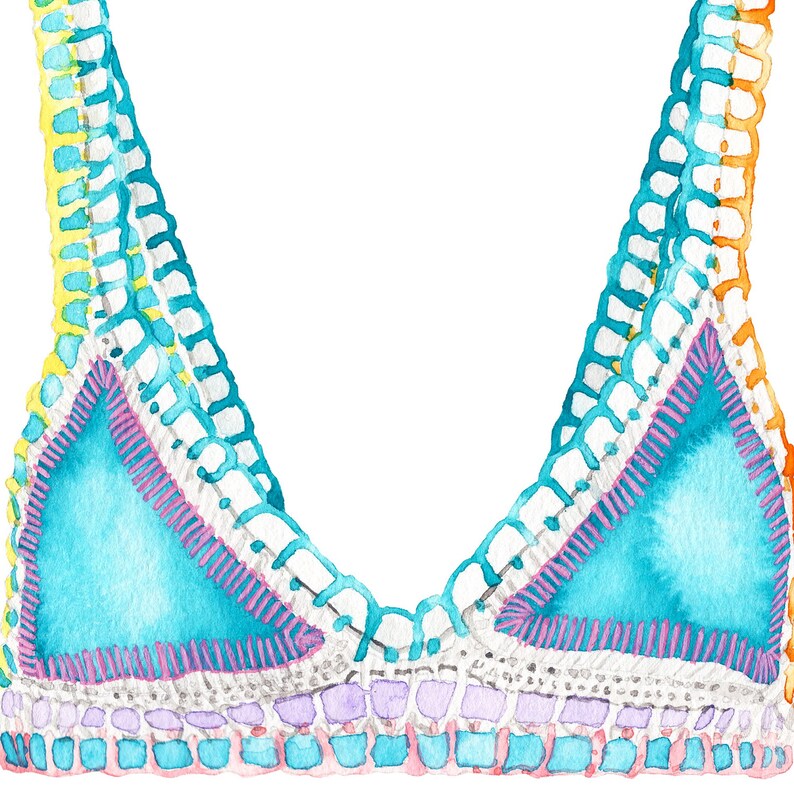 Beach Boho Bikini Watercolor Art Print