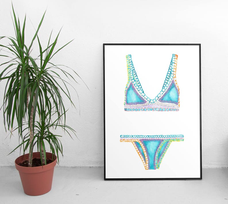 Beach Boho Bikini Watercolor Art Print