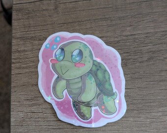 Kawaii Turtle Sticker, Waterproof Vinyl Decal