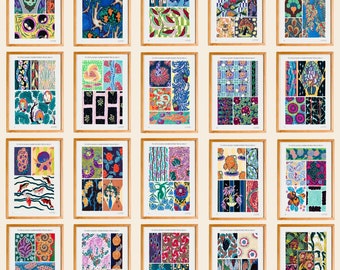 Émile-Allain Séguy Ilustraciones Conjunto de 80, Decoración de pared con patrón de flores vintage, Descarga digital