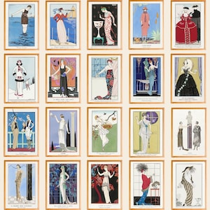 George Barbier Art Print Set, 105 Vintage Illustrations, Art Deco Wall Art, Fashion Illustration Bundle, Printable Digital Download