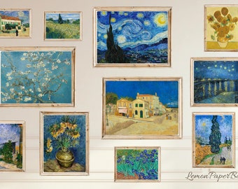 Vincent Van Gogh Wall Art Set of 11, The Starry Night Gallery Wall Print, Digital Download
