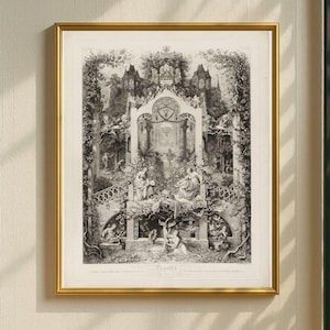 Assepoester Wall Art Print, Eugen Napoleon Neureuther illustratie, vintage sprookje poster, verhalenboek decor, prinses digitale download