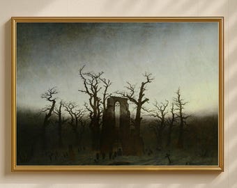 油絵　風景画　牛久シャトー オークウッドの修道院 | カスパー・ダーヴィト・フリードリヒ、1810年