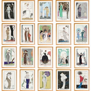 55 Vintage Fashion Prints, George Barbier Illustrationen, Art Deco Wall Art Decor, digitaler Download