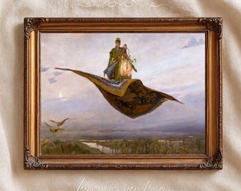 The Flying Carpet by Viktor Vasnetsov Print, Vintage Fantasy Wall Art, Fairytale Illustration, Magical Storybook Decor