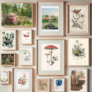 Vintage Cottagecore Wall Art Print Set of 144, Aesthetic Vintage ...