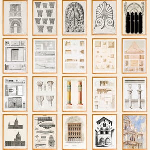 Vintage Architectural Illustration Wall Art Prints of 127, Printable Ornament Wall Decor, Digital Download